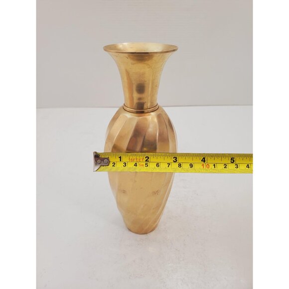Vintage Indian Solid Brass Swirl Vase | Polished - Picture 9 of 10